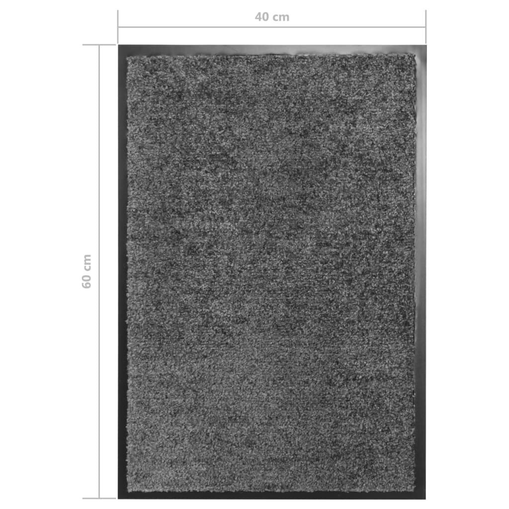 vidaXL durvju paklājs, mazgājams, antracītpelēks, 40x60 cm cena un informācija | Kājslauķi | 220.lv
