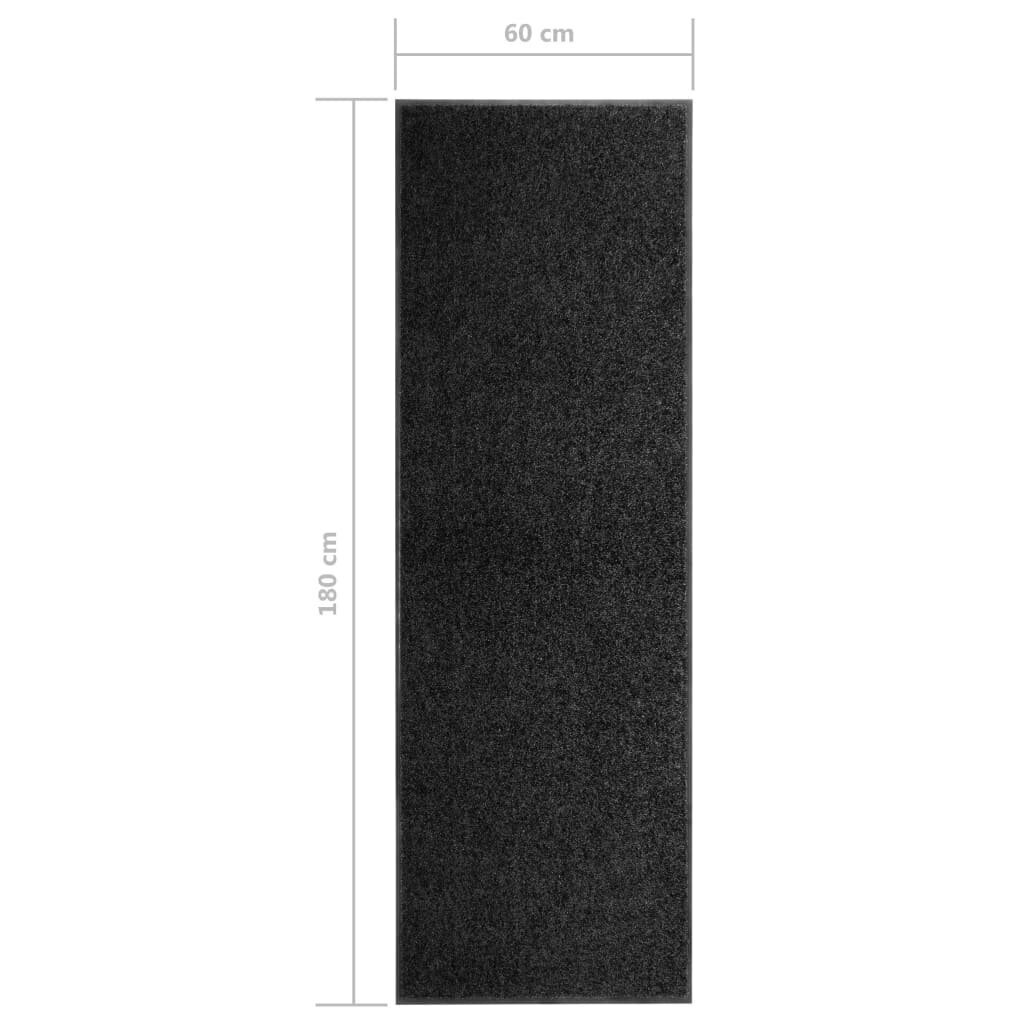 vidaXL durvju paklājs, mazgājams, melns, 60x180 cm cena un informācija | Kājslauķi | 220.lv