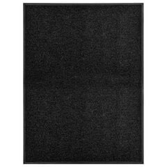 vidaXL durvju paklājs, mazgājams, melns, 90x120 cm cena un informācija | Kājslauķi | 220.lv