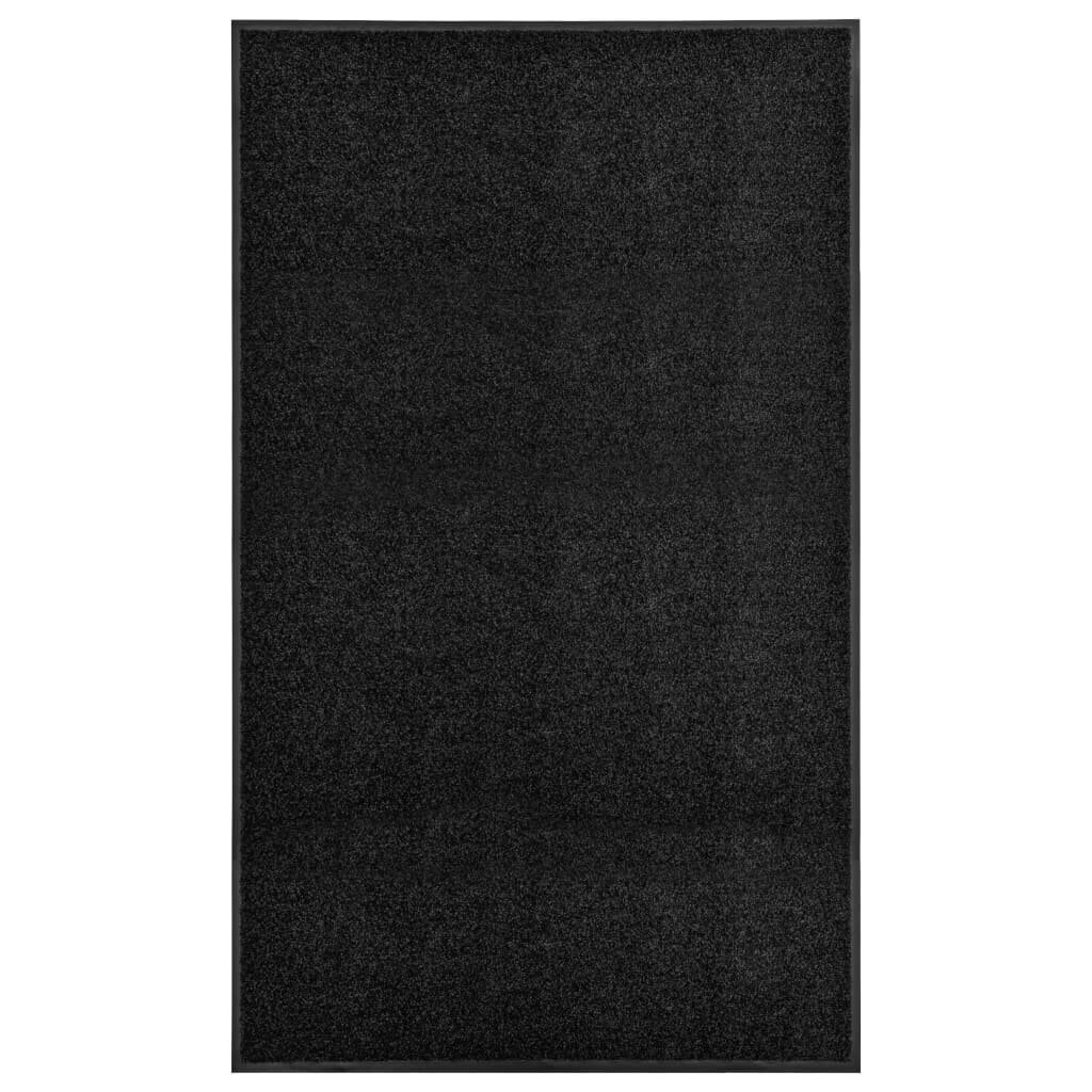 vidaXL durvju paklājs, mazgājams, melns, 90x150 cm cena un informācija | Kājslauķi | 220.lv