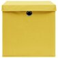vidaXL uzglabāšanas kastes ar vāku, 10 gab., 32x32x32 cm, dzeltenas cena un informācija | Veļas grozi un mantu uzglabāšanas kastes | 220.lv