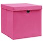 vidaXL uzglabāšanas kastes ar vāku, 10 gab., 32x32x32 cm, rozā audums цена и информация | Veļas grozi un mantu uzglabāšanas kastes | 220.lv