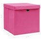 vidaXL uzglabāšanas kastes ar vāku, 10 gab., 32x32x32 cm, rozā audums цена и информация | Veļas grozi un mantu uzglabāšanas kastes | 220.lv
