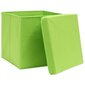 vidaXL uzglabāšanas kastes ar vāku, 10 gab., 32x32x32 cm, zaļš audums cena un informācija | Veļas grozi un mantu uzglabāšanas kastes | 220.lv
