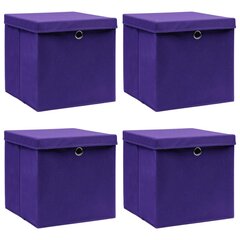 vidaXL uzglabāšanas kastes ar vāku, 4 gab., 32x32x32 cm, violetas цена и информация | Ящики для вещей | 220.lv