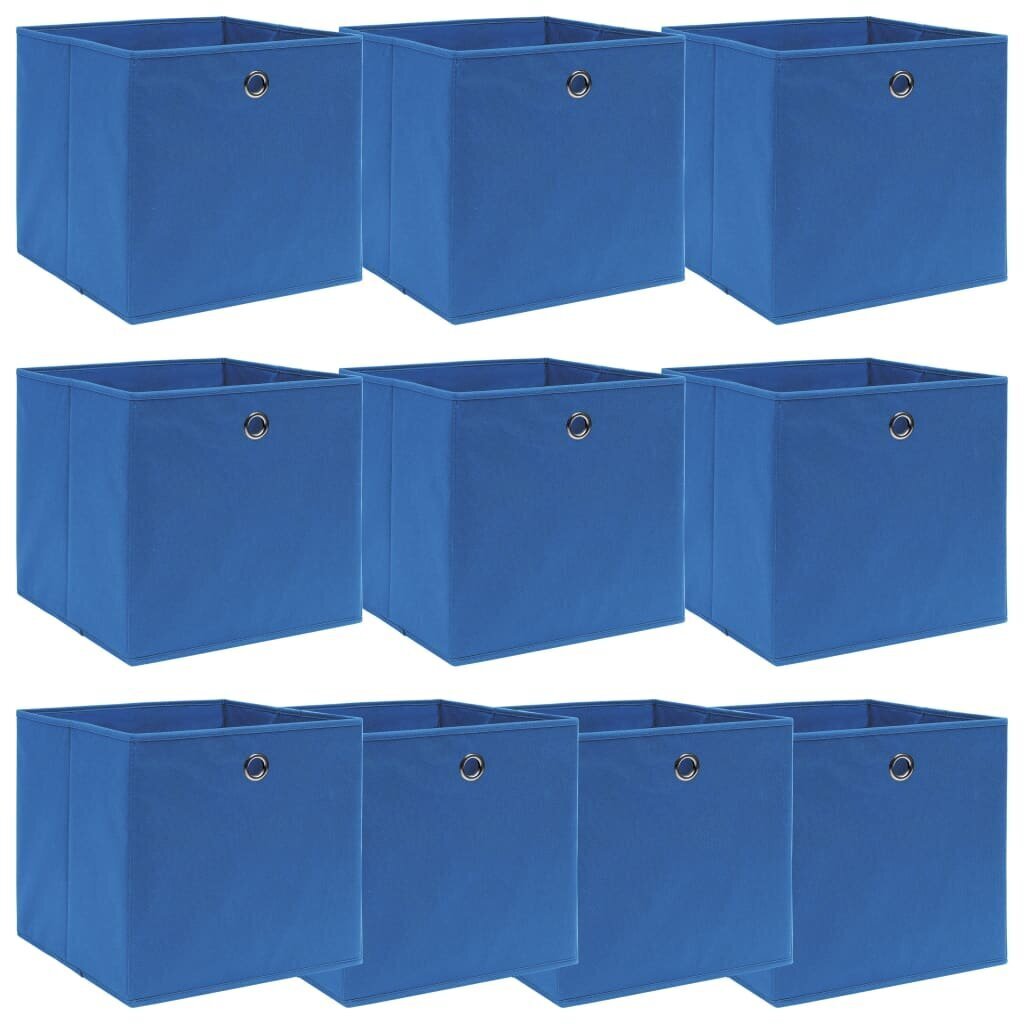 vidaXL uzglabāšanas kastes, 10 gab., zilas, 32x32x32 cm cena un informācija | Veļas grozi un mantu uzglabāšanas kastes | 220.lv