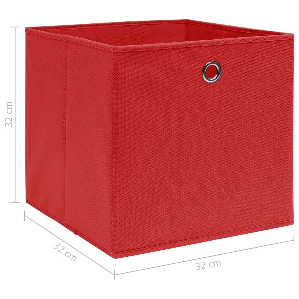 vidaXL uzglabāšanas kastes, 10 gab., 32x32x32 cm, sarkans audums cena un informācija | Veļas grozi un mantu uzglabāšanas kastes | 220.lv
