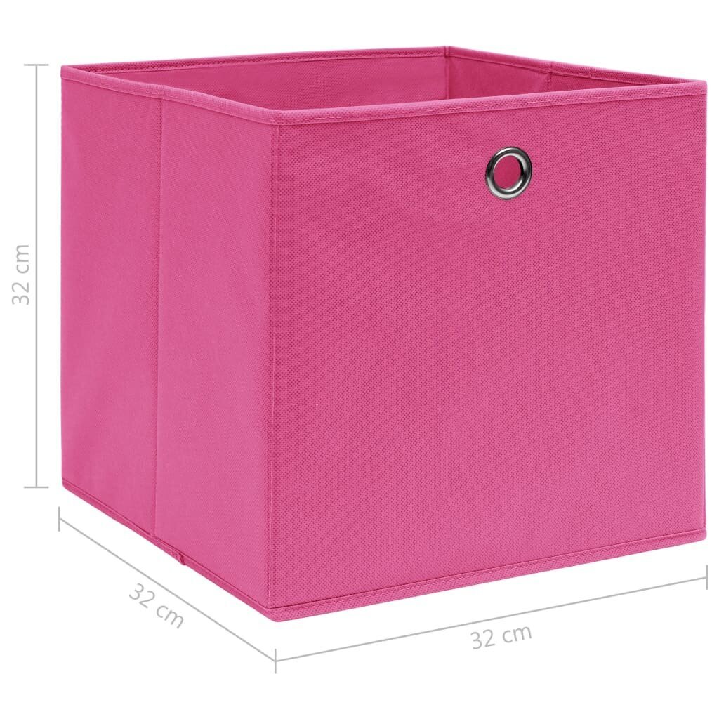vidaXL uzglabāšanas kastes, 10 gab., 32x32x32 cm, rozā audums cena un informācija | Veļas grozi un mantu uzglabāšanas kastes | 220.lv