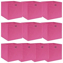 vidaXL uzglabāšanas kastes, 10 gab., 32x32x32 cm, rozā audums цена и информация | Ящики для вещей | 220.lv