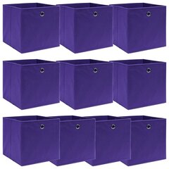 vidaXL uzglabāšanas kastes, 10 gab., 32x32x32 cm, violets audums cena un informācija | Veļas grozi un mantu uzglabāšanas kastes | 220.lv