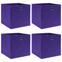 vidaXL uzglabāšanas kastes, 4 gab., 32x32x32 cm, violets audums цена и информация | Ящики для вещей | 220.lv