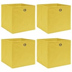 vidaXL uzglabāšanas kastes, 4 gab., dzeltenas, 32x32x32 cm, audums cena un informācija | Veļas grozi un mantu uzglabāšanas kastes | 220.lv