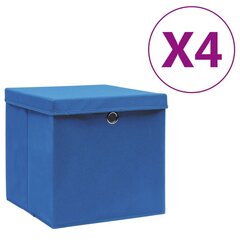 vidaXL uzglabāšanas kastes ar vāku, 4 gab., zilas, 28x28x28 cm цена и информация | Ящики для вещей | 220.lv