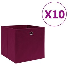 vidaXL uzglabāšanas kastes, 10 gab., 28x28x28 cm, tumši sarkans audums цена и информация | Ящики для вещей | 220.lv