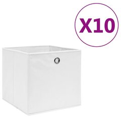 vidaXL uzglabāšanas kastes, 10 gab., 28x28x28 cm, balts neausts audums cena un informācija | Veļas grozi un mantu uzglabāšanas kastes | 220.lv