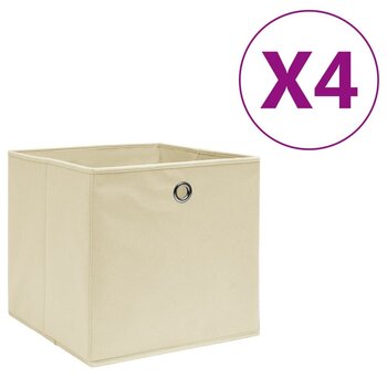 vidaXL uzglabāšanas kastes, 4 gab., 28x28x28 cm, krēmkrāsas audums cena un informācija | Veļas grozi un mantu uzglabāšanas kastes | 220.lv