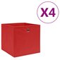 vidaXL uzglabāšanas kastes, 4 gab., 28x28x28 cm, sarkans audums цена и информация | Veļas grozi un mantu uzglabāšanas kastes | 220.lv