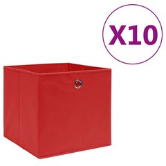 vidaXL uzglabāšanas kastes, 10 gab., 28x28x28 cm, sarkans audums cena un informācija | Veļas grozi un mantu uzglabāšanas kastes | 220.lv