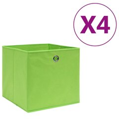 vidaXL uzglabāšanas kastes, 4 gab., 28x28x28 cm, zaļš neausts audums cena un informācija | Veļas grozi un mantu uzglabāšanas kastes | 220.lv