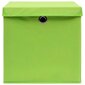 vidaXL uzglabāšanas kastes ar vāku, 4 gab., zaļas, 28x28x28 cm cena un informācija | Veļas grozi un mantu uzglabāšanas kastes | 220.lv
