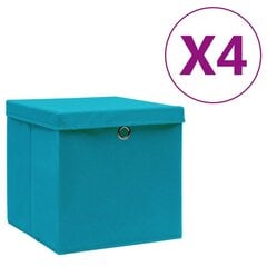vidaXL uzglabāšanas kastes ar vāku, 4 gab., zilganas, 28x28x28 cm цена и информация | Ящики для вещей | 220.lv