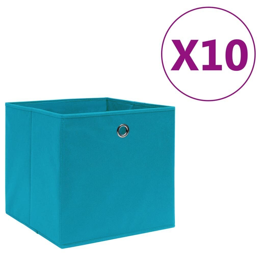 vidaXL uzglabāšanas kastes, 10 gab., 28x28x28 cm, zilgans audums цена и информация | Veļas grozi un mantu uzglabāšanas kastes | 220.lv