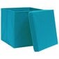 vidaXL uzglabāšanas kastes ar vāku, 10 gab., zilganas, 28x28x28 cm cena un informācija | Veļas grozi un mantu uzglabāšanas kastes | 220.lv