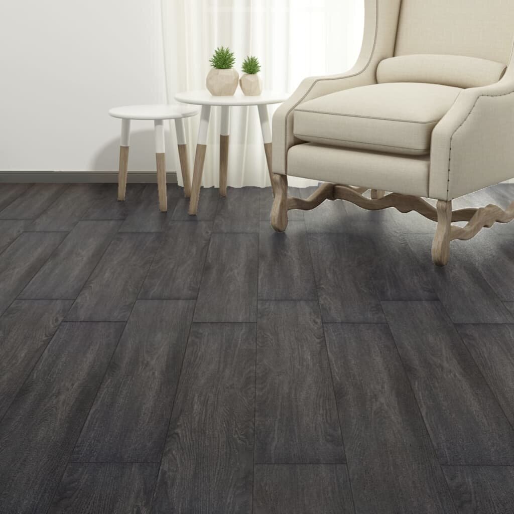 vidaXL grīdas dēļi, 4,46 m², 3 mm, melns PVC cena un informācija | Lamināts | 220.lv