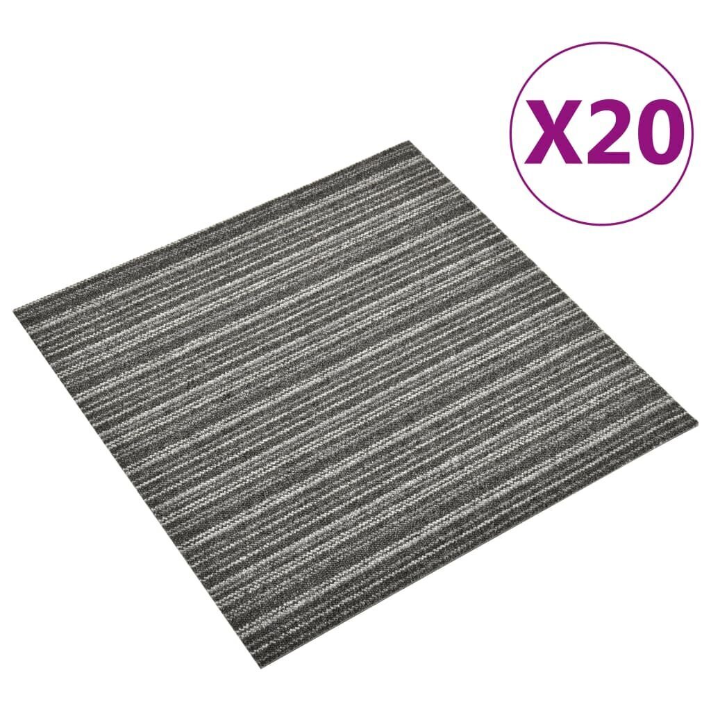 vidaXL paklājflīzes, 20 gab., 5 m², 50x50 cm, antracītpelēkas цена и информация | Paklāji | 220.lv