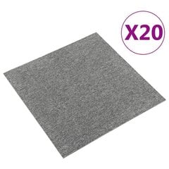 vidaXL paklājflīzes, 20 gab., 5 m², 50x50 cm, pelēkas cena un informācija | Paklāji | 220.lv