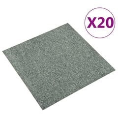vidaXL paklājflīzes, 20 gab., 5 m², 50x50 cm, zaļas cena un informācija | Paklāji | 220.lv