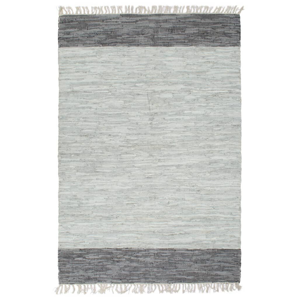 vidaXL Chindi paklājs, pelēks, 120x170 cm, pīts ar rokām, āda цена и информация | Paklāji | 220.lv