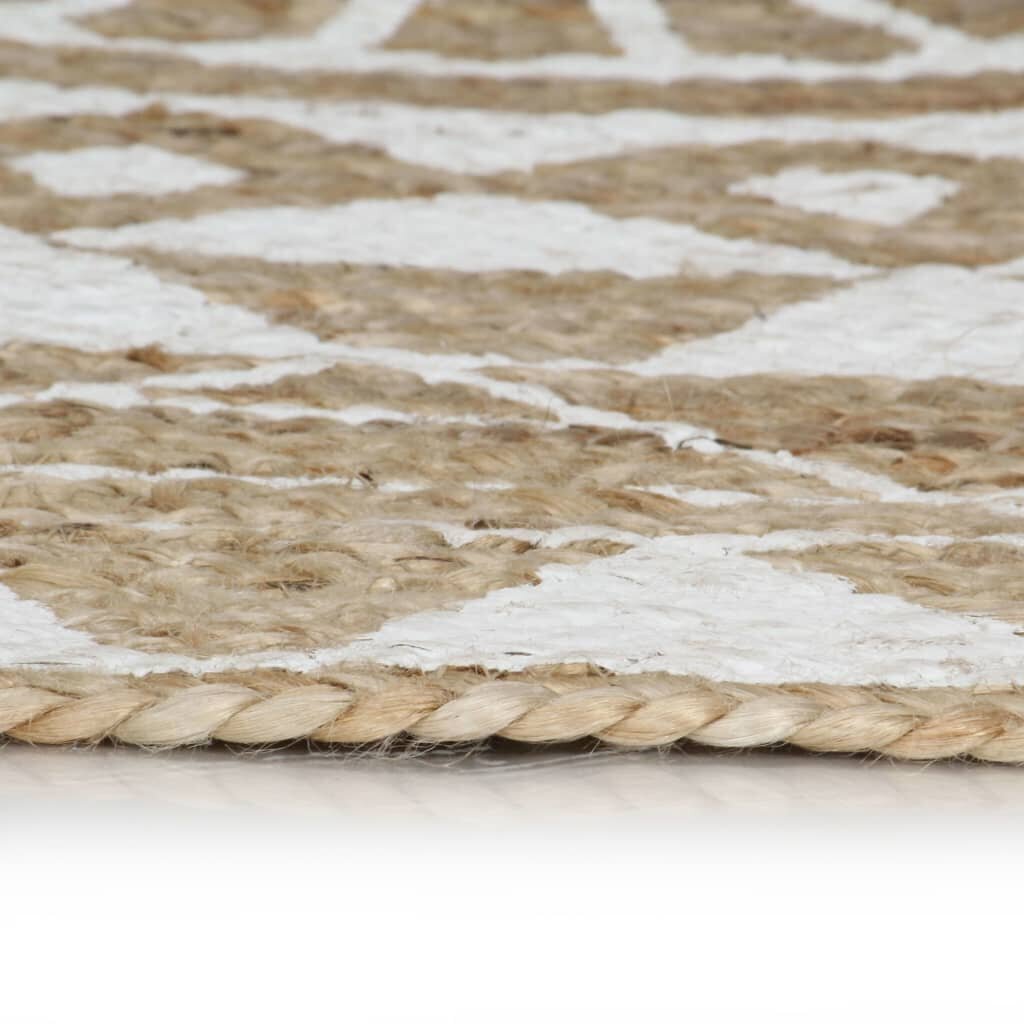 vidaXL paklājs ar baltu apdruku, džuta, 150 cm, roku darbs цена и информация | Paklāji | 220.lv