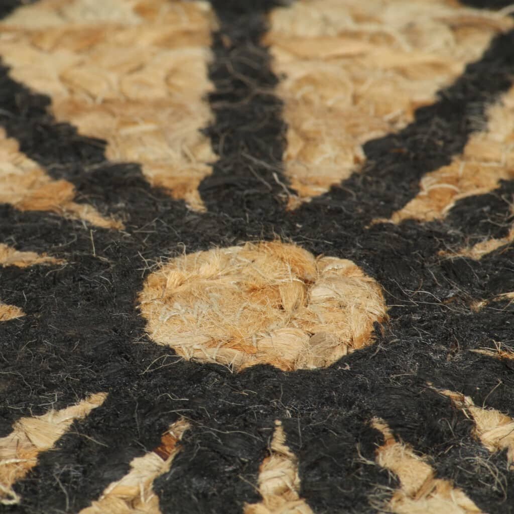 vidaXL paklājs ar melnu apdruku, džuta, 150 cm, roku darbs цена и информация | Paklāji | 220.lv
