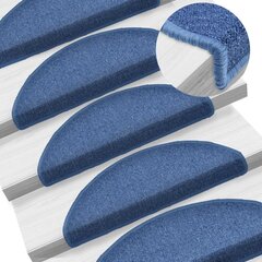vidaXL kāpņu paklāji, 15 gab., zili, 65x24x4 cm цена и информация | Ковры | 220.lv