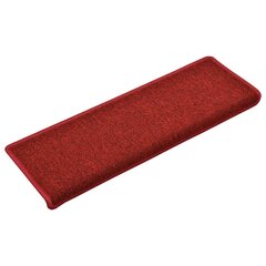 vidaXL kāpņu paklāji, 15 gab., 65x25 cm, sarkani cena un informācija | Paklāji | 220.lv