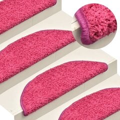 vidaXL kāpņu paklāji, 15 gab., 56x17x3 cm, rozā цена и информация | Ковры | 220.lv