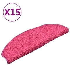 vidaXL kāpņu paklāji, 15 gab., 65x21x4 cm, rozā cena un informācija | Paklāji | 220.lv