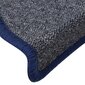 vidaXL kāpņu paklāji, 15 gab., 65x24x4 cm, tumši pelēki ar zilu цена и информация | Paklāji | 220.lv