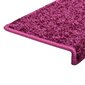 vidaXL kāpņu paklāji, 15 gab., 65x25 cm, violeti cena un informācija | Paklāji | 220.lv