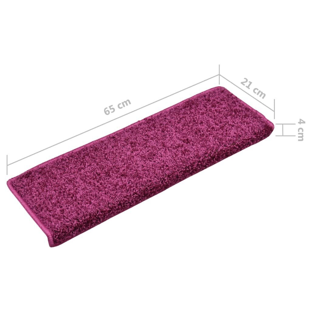 vidaXL kāpņu paklāji, 15 gab., 65x25 cm, violeti cena un informācija | Paklāji | 220.lv