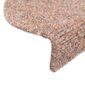 vidaXL kāpņu paklāji, 15 gab., 65x21x4 cm, pašlīmējoši, brūni cena un informācija | Paklāji | 220.lv