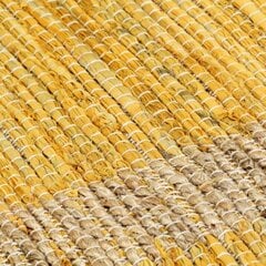 vidaXL paklājs, roku darbs, džuta, dzeltens, 80x160 cm cena un informācija | Paklāji | 220.lv