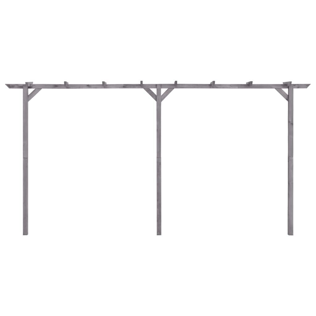 vidaXL dārza pergola, pelēka, 400x40x205 cm, impregnēts priedes koks цена и информация | Ziedu statīvi, puķu podu turētāji | 220.lv