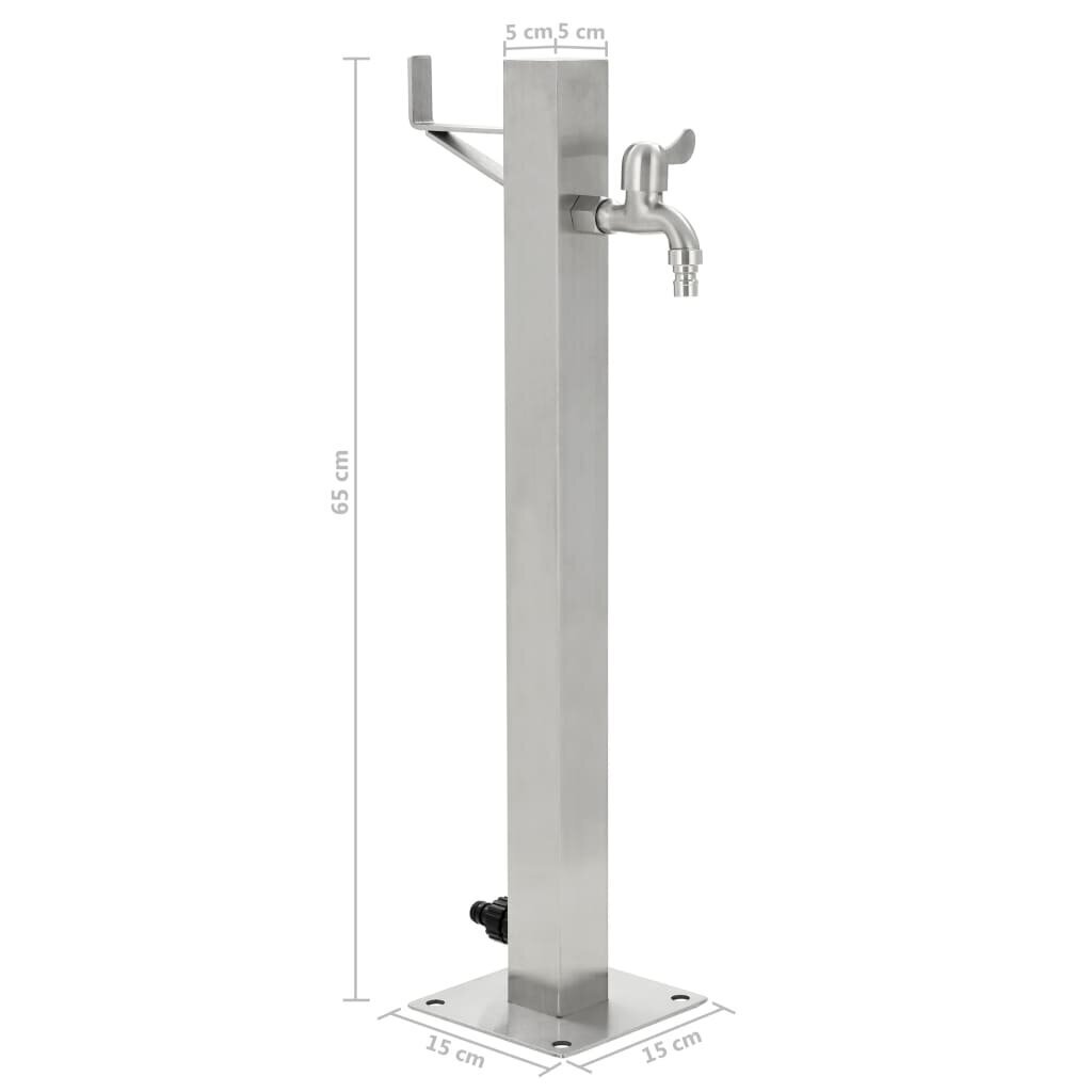 vidaXL dārza hidrants, nerūsējošs tērauds, kvadrātveida, 65 cm cena un informācija | Laistīšanas sistēmas | 220.lv