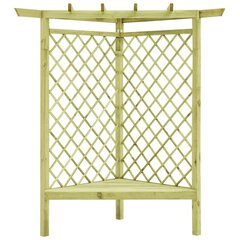 vidaXL stūra pergola ar sēdekli, 130x130x197 cm, impregnēta priede цена и информация | Декоры для сада | 220.lv