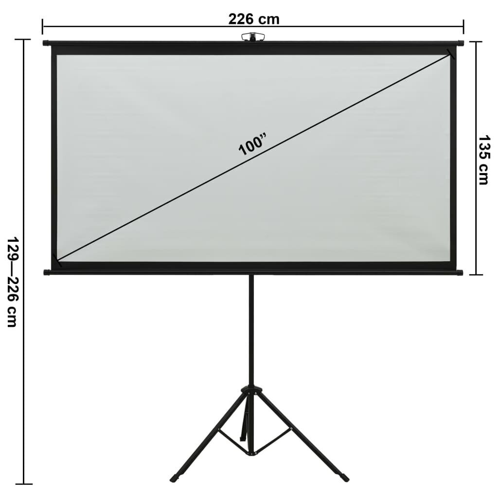 vidaXL projekcijas ekrāns ar statīvu, 100", 16:9 цена и информация | Ekrāni projektoriem | 220.lv