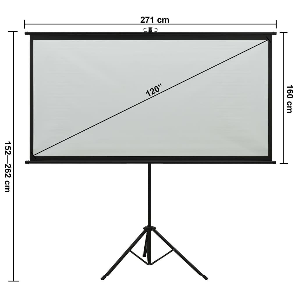 vidaXL projekcijas ekrāns ar statīvu, 120", 16:9 цена и информация | Ekrāni projektoriem | 220.lv