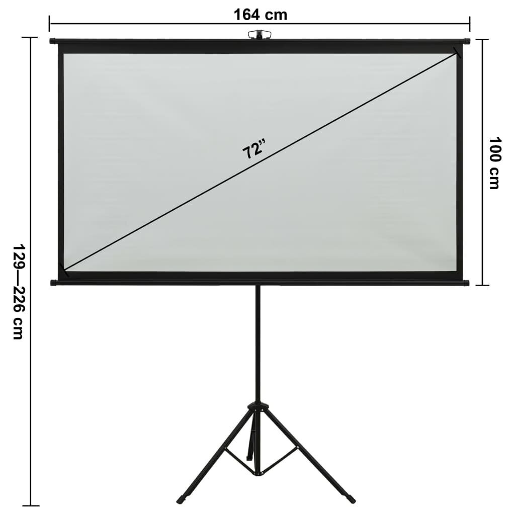 vidaXL projekcijas ekrāns ar statīvu, 72", 16:9 cena un informācija | Ekrāni projektoriem | 220.lv