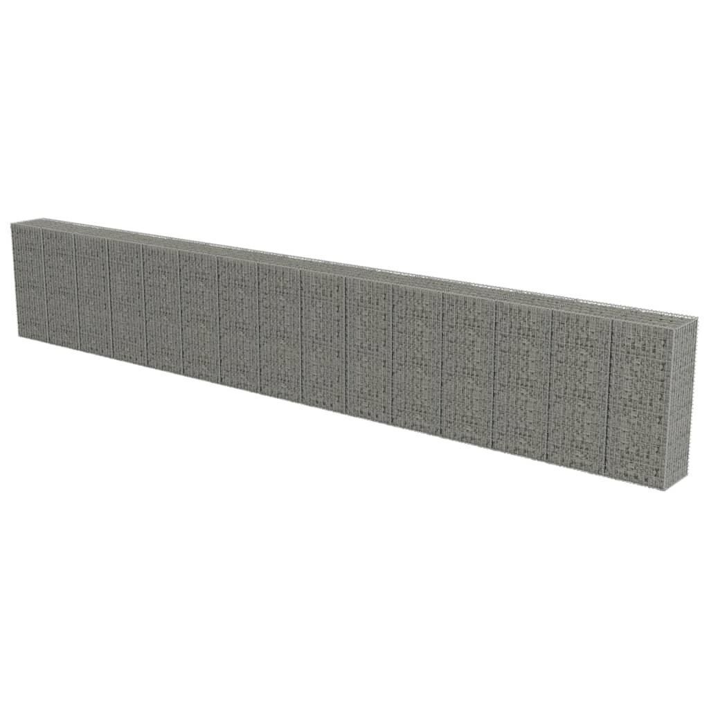 vidaXL gabions ar vāku, cinkots tērauds, 900x50x150 cm cena un informācija | Žogi un piederumi | 220.lv